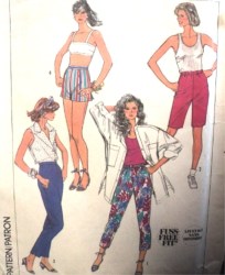 7565 86 SLIM FIT STRETCH PANTS LENGTHS,SHORTS PATTERN 12